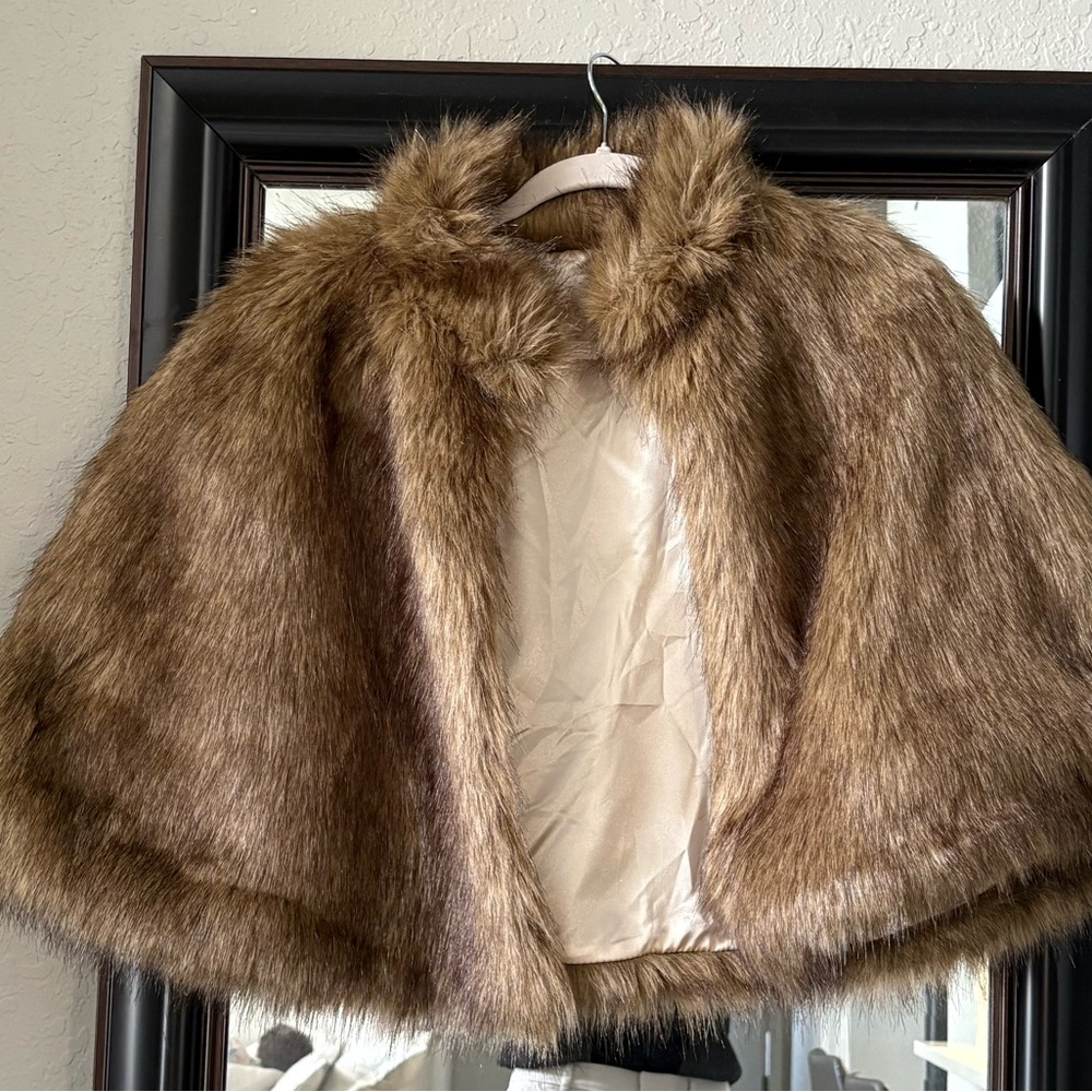 Faux Fur Cape in Brown
